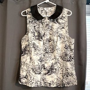 NWT Unique Vintage sleeveless button top w/ Peter Pan collar